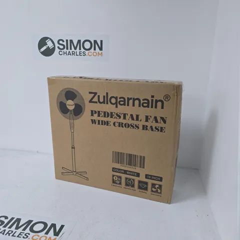 ZULQARNAIN PEDESTAL FAN – 16 INCH, WHITE, BOXED