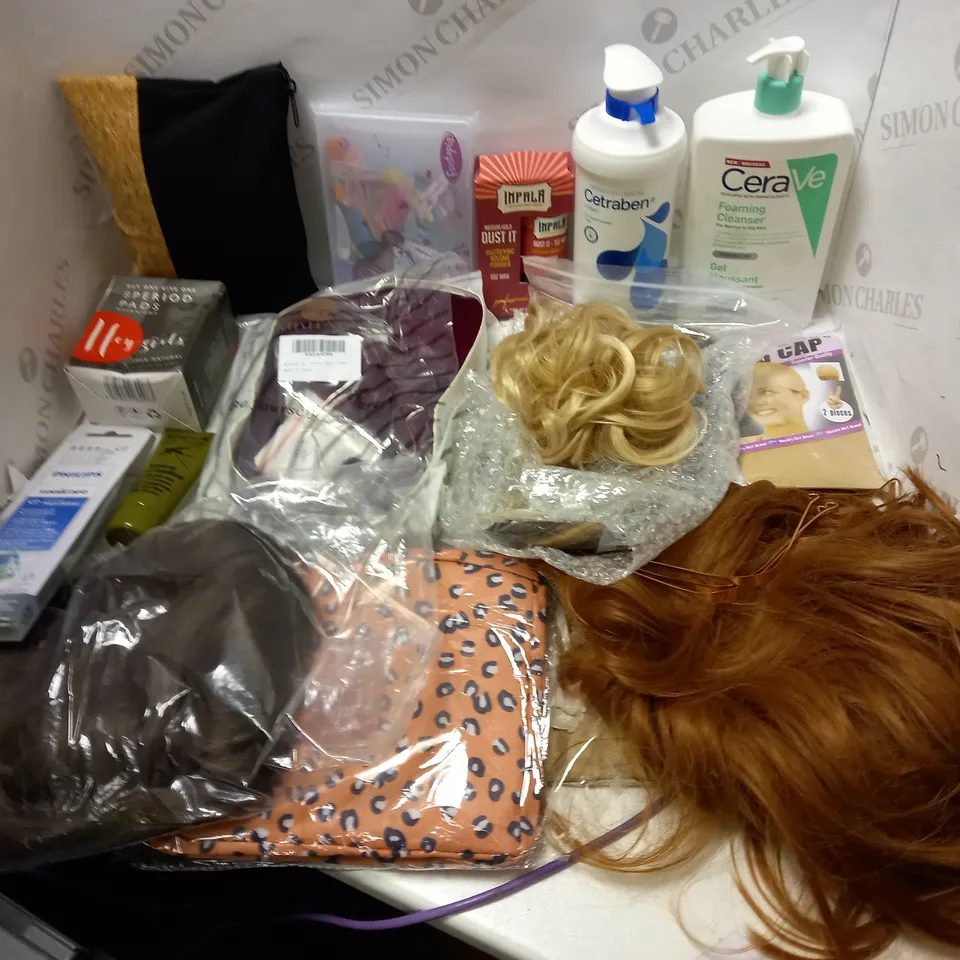 LOT OF APPROX 15 ASSORTED HEALTH AND BEAUTY ITEMS TO INCLUDE WIGS, CERAVE CLEANSER, PHILIPS TOOTHBRUSH HEADS ETC