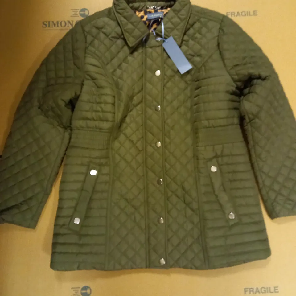 BRAND NEW RUTH LANGFORD QUILTED SPORG COAT, KHAKI - SIZE 16