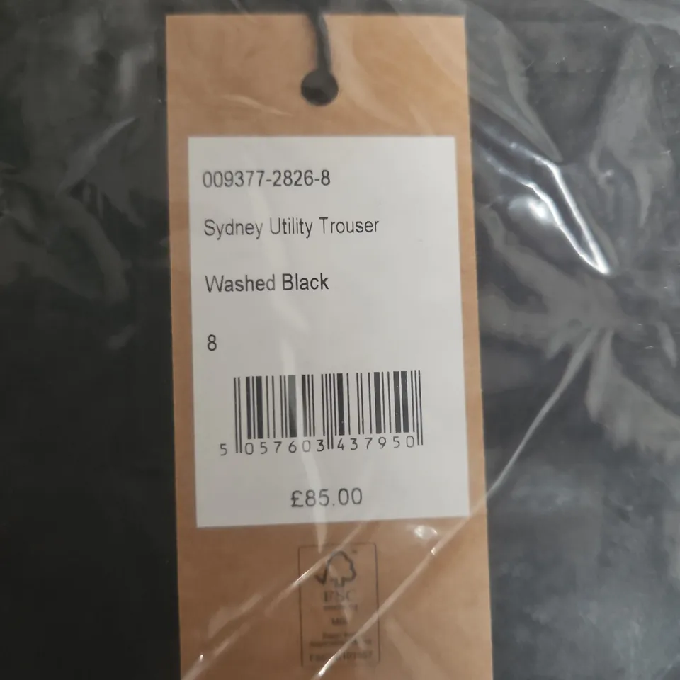 HUSH SYDNEY UTILITY TROUSER – WASHED BLACK, UK 8