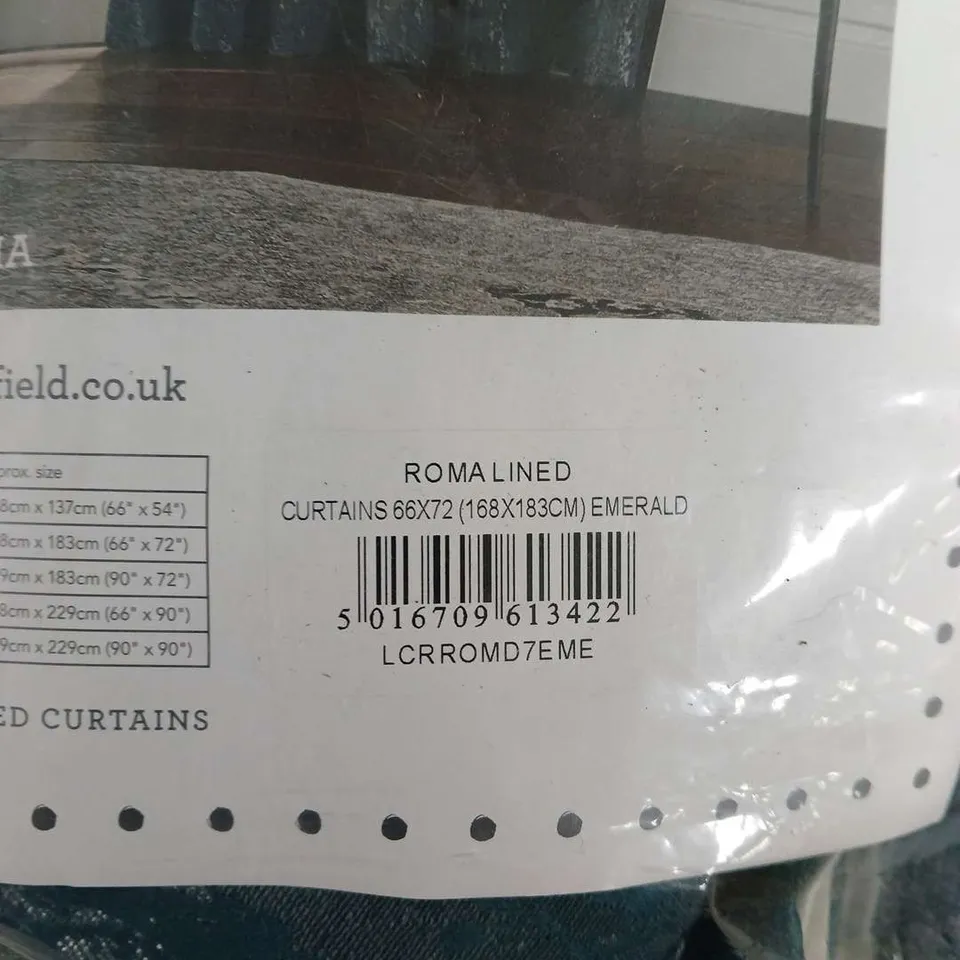 ROMA LINED CURTAINS EMERALD – READY MADE, 66 X 72 INCHES (168 X 183 CM)