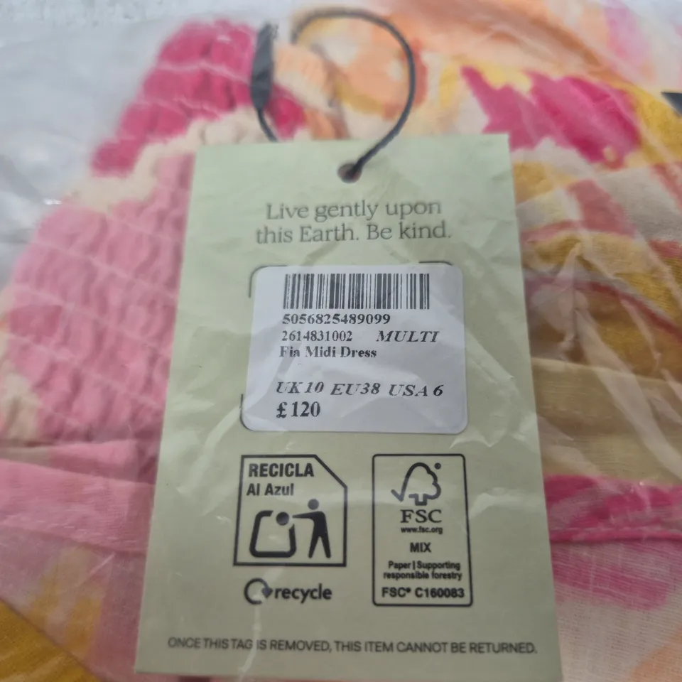 BAGGED NOBODYS CHILD FIA MIDI DRESS - SIZE 10