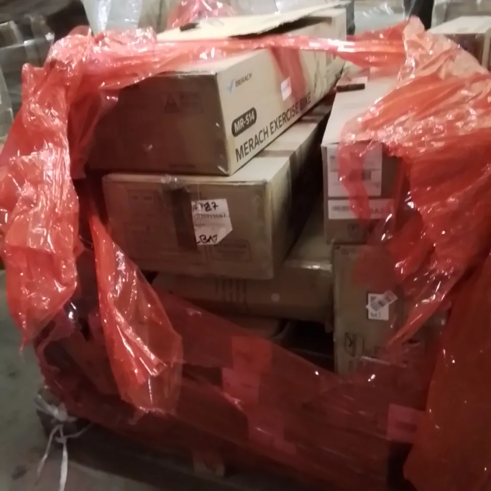 PALLET CONTAINING MULTIPLE EXERCISE BIKES