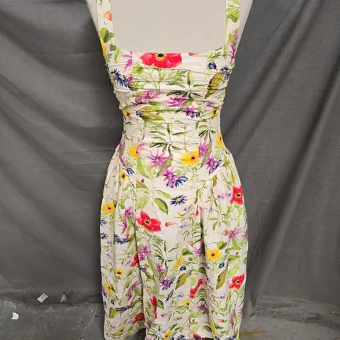 FRENCH CONNECTION MONICA BARLETTA POPLIN MIDI DRESS IN WHITE MULTI SIZE 6