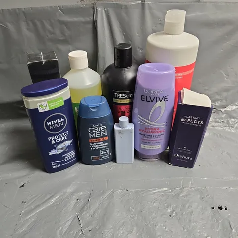 APPROXIMATEY 20 ASSORTED HEALTH AND BEAUTY PRODUCTS TO INCLUDE - L'OREAL ELVIVE CONDITIONER - NIVEA MEN SHOWER GEL - MANE HAIR REMOVAL SPRAY - ETC