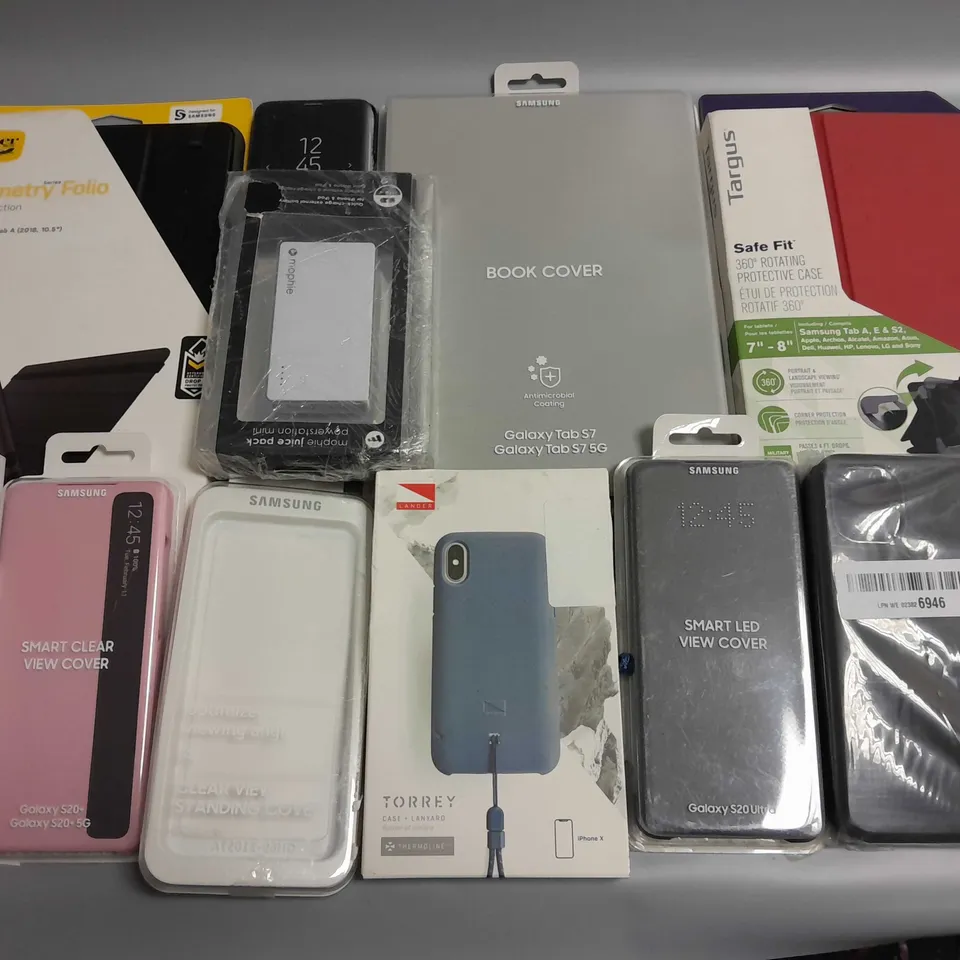 LOT OF 13 ASSORTED PHONE AND TABLET CASES TO INCLUDE OTTER BOX, TARGUS AND SAMSUNG
