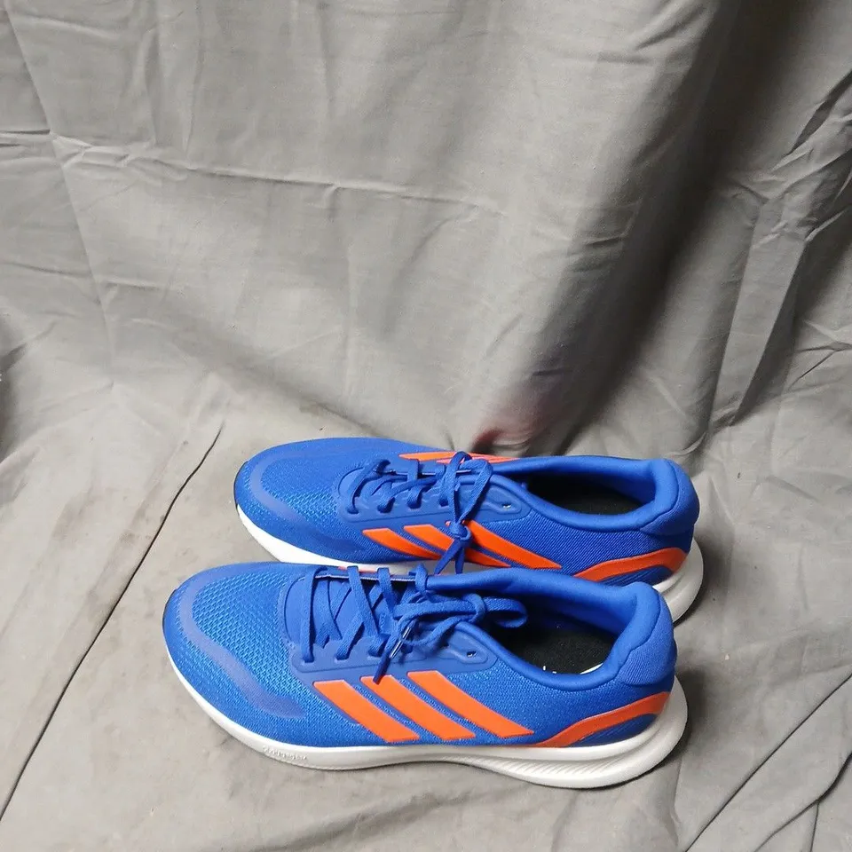 BLUE RUNNING SHOES WITH ORANGE STRIPES (MEN'S) UK SIZE 10.5 ADIDAS .