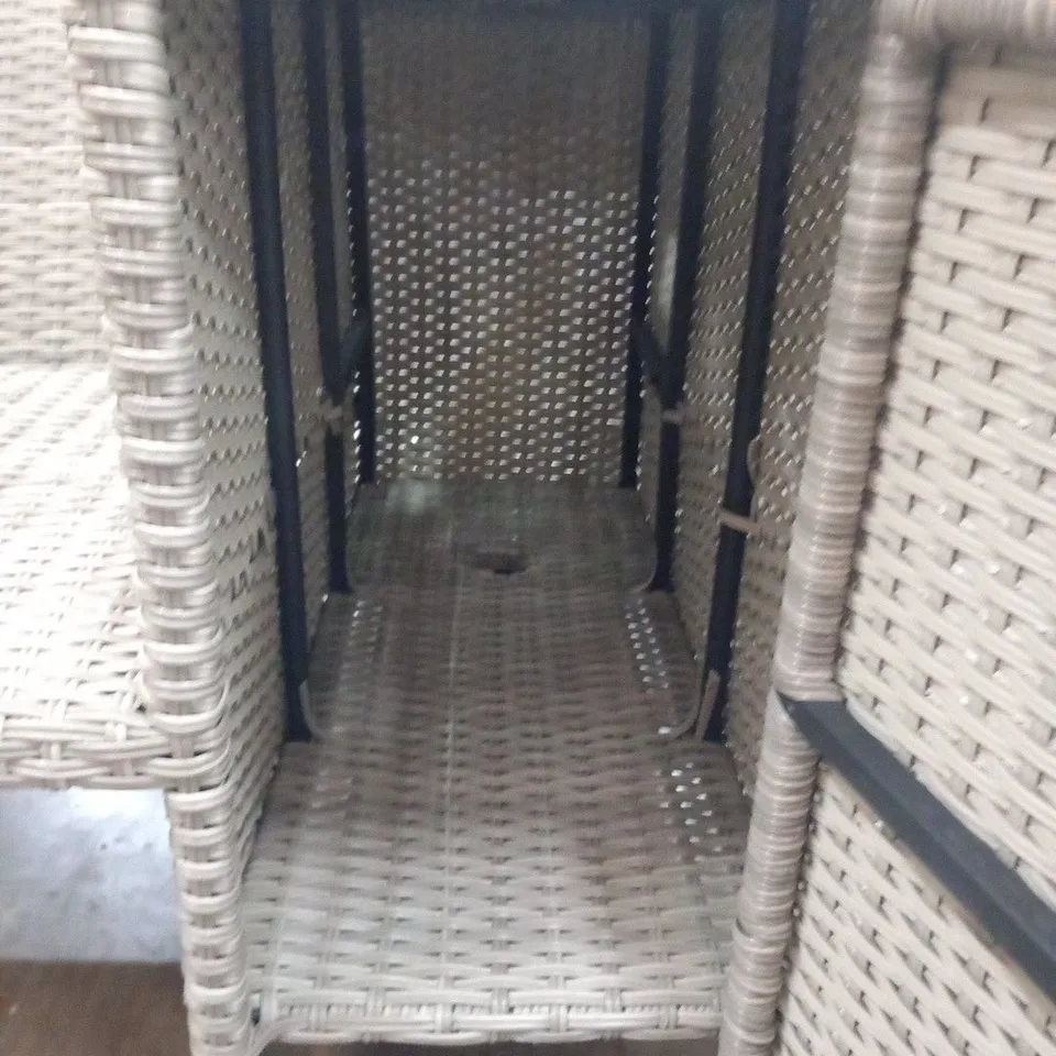 TWO SEATER RATTAN EFFECT SUNLOUNGER WITH STORAGE
