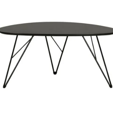 BRAND NEW BOXED MINDY BLACK WOOD EFFECT COFFEE TABLE WITH BLACK METAL LEGS (2 BOXES)