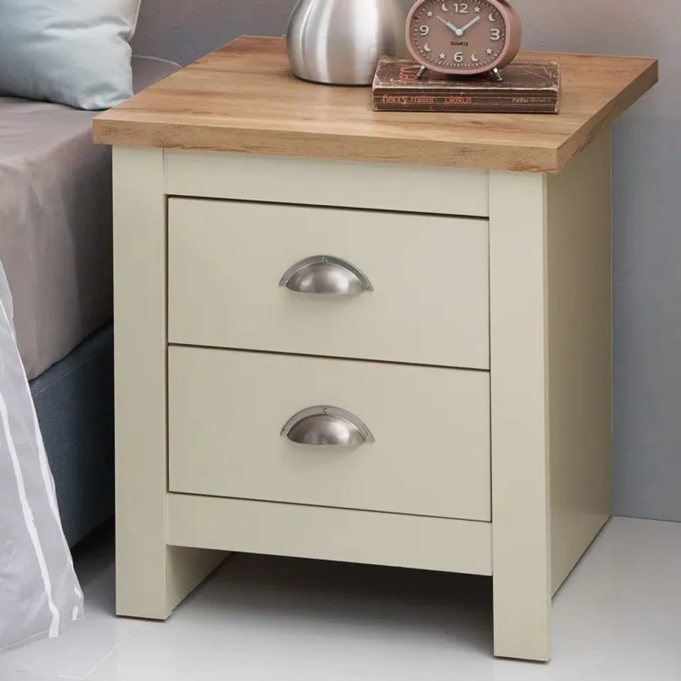 BOXED AQUITAINE 2 DRAWER BEDSIDE TABLE (1 BOX)