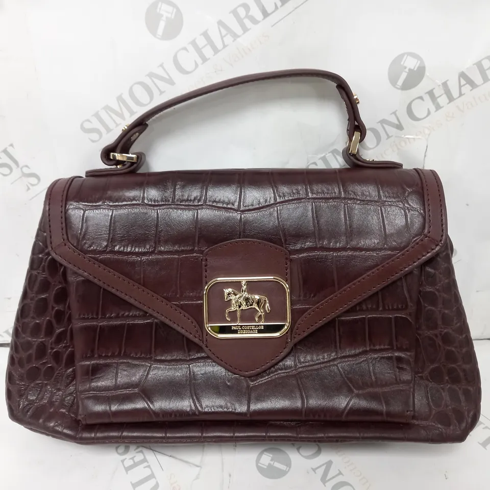 PAUL COSTELLOE BRIDLE CROC LEATHER MULTIWAY SATCHEL BAG IN BAY