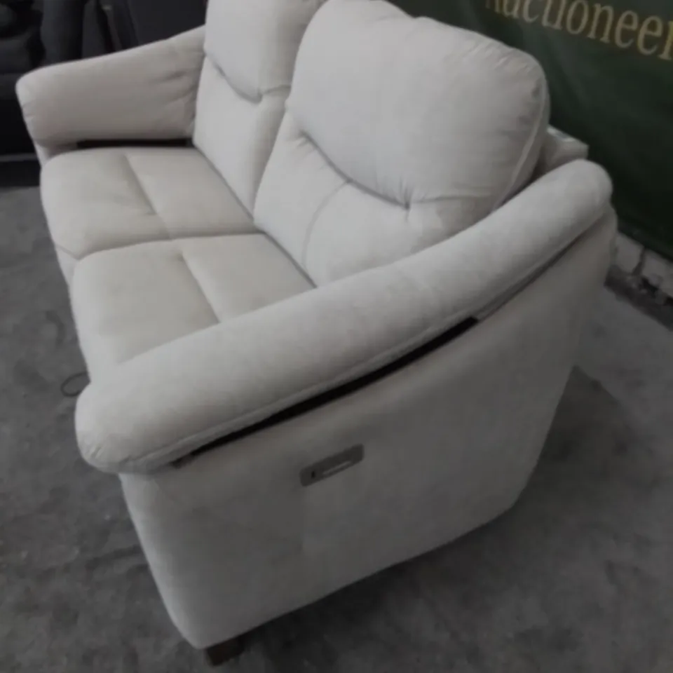 DESIGNER G PLAN MADE JACKSON MONTILLA ALMOND FABRIC ELECTRIC RECLINING THREE SEATER SOFA