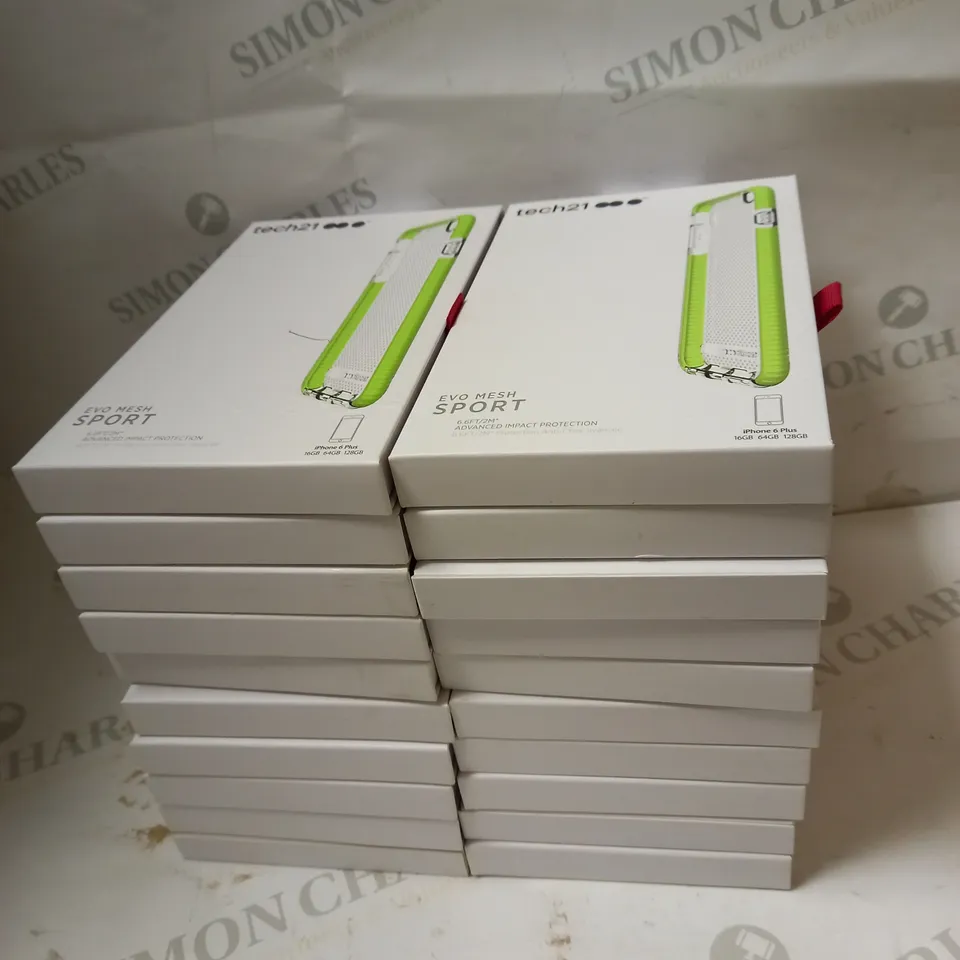 LOT OF APPROX 20 TECH21 EVO MESH SPORT IPHONE 6 PLUS CASES - CLEAR/LIME GREEN 