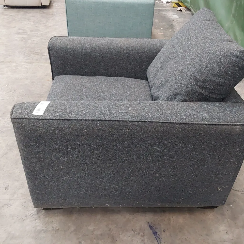 QUALITY DESIGNER EASY CHAIR CHARCOAL FABRIC