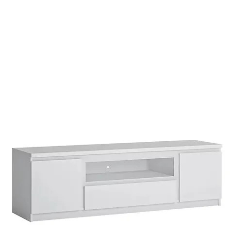 BOXED FRIBO 2 DOOR 1 DRAWER 166 CM WIDE TV CABINET IN WHITE (2 BOXES)
