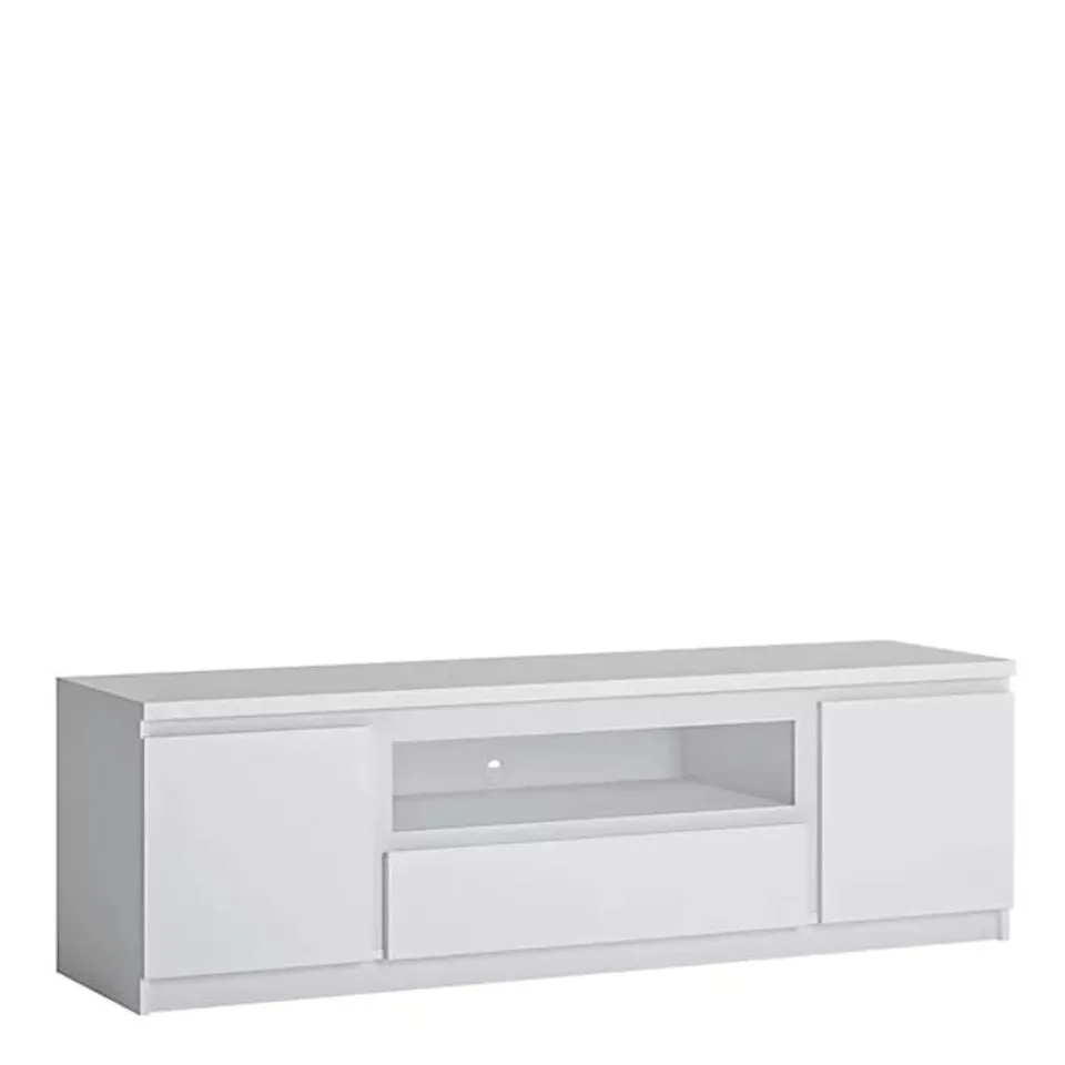 BOXED FRIBO 2 DOOR 1 DRAWER 166 CM WIDE TV CABINET IN WHITE (2 BOXES)