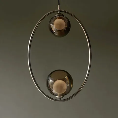 BOXED DANETTI RILEY MOCHA GLASS 2 LIGHT ADJUSTABLE PENDANT