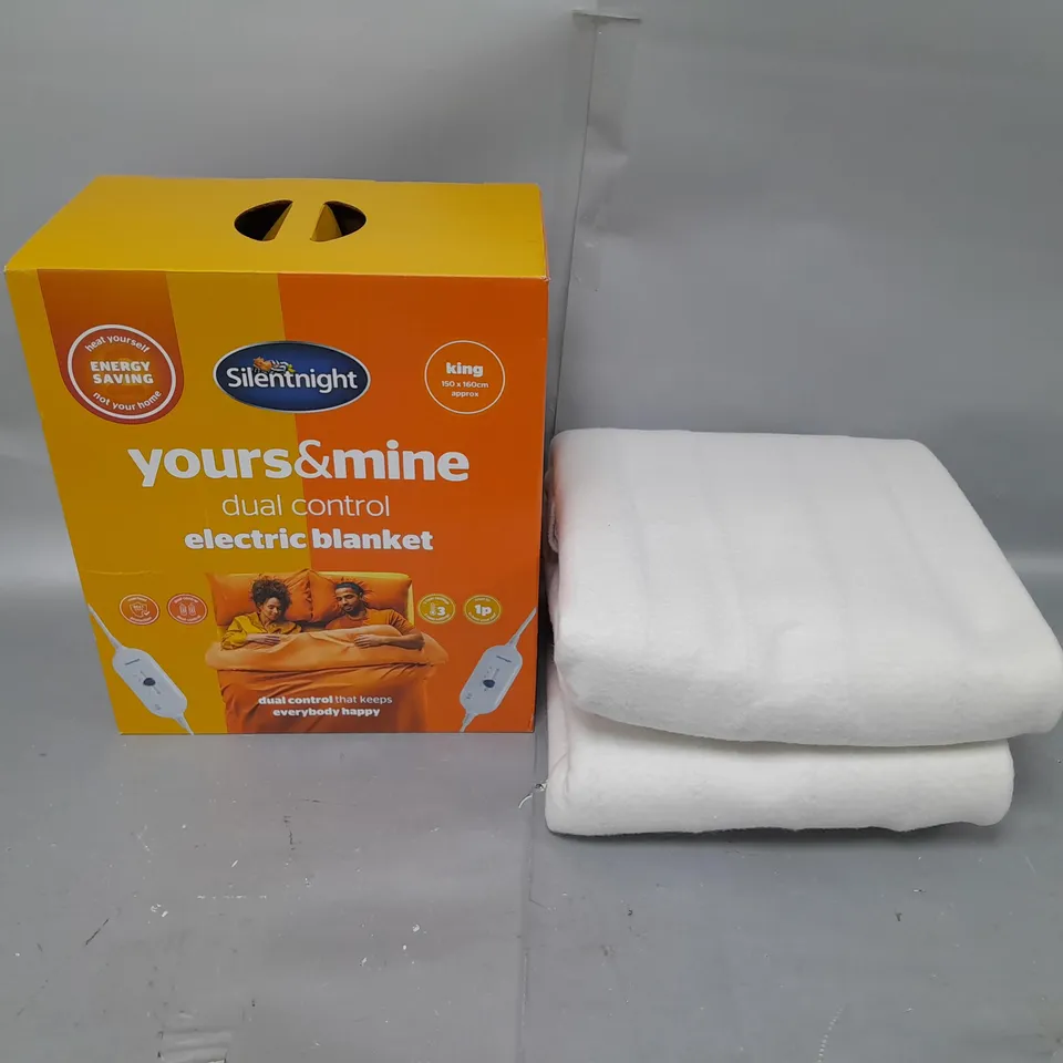 SILENT NIGHT YOURS & MINE DUAL CONTROL ELECTRIC BLANKET - KING SIZE 