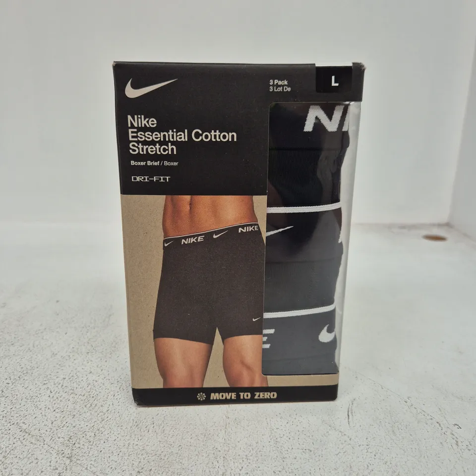 BOXED NIKE ESSENTIAL COTTON STRETCH BOXERS (3 PACK) - LARGE