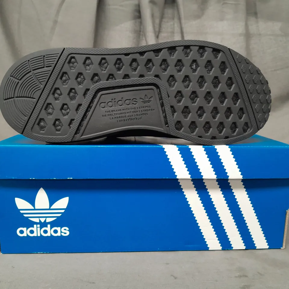 BOXED PAIR OF ADIDAS NMD_R1 SHOES IN BLACK UK SIZE 8