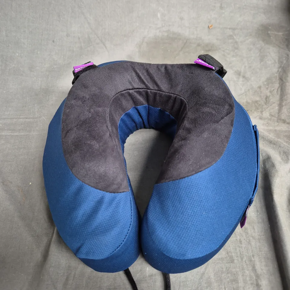 CABEAU TRAVEL NECK PILLOW – BLUE, WITH BLACK ROUND CARRY CASE