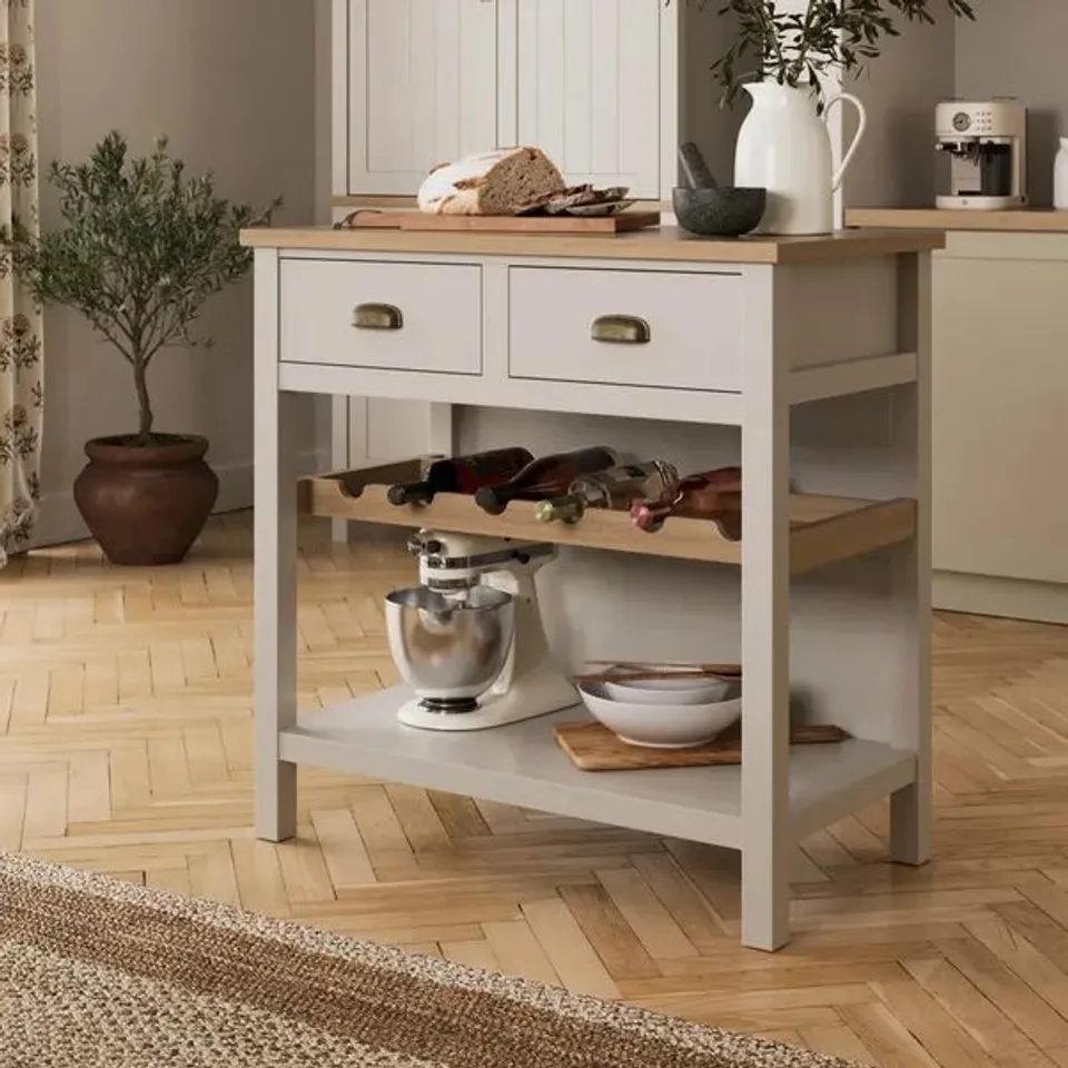 BOXED FRANCIS KITCHEN ISLAND - OFF-WHITE (2 BOXES)