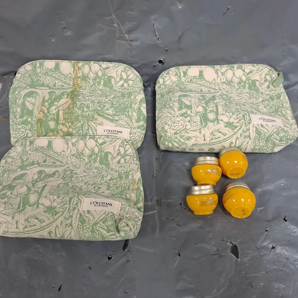 3X L'OCCITANE COSMETIC BAG IMORTELLE DIVINE CREMES