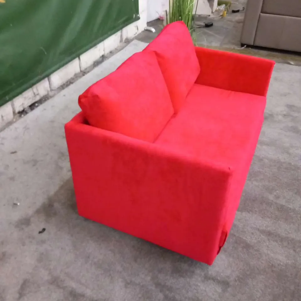 DESIGNER HOLLIMAN RED FABRIC TWO SEATER SOFA