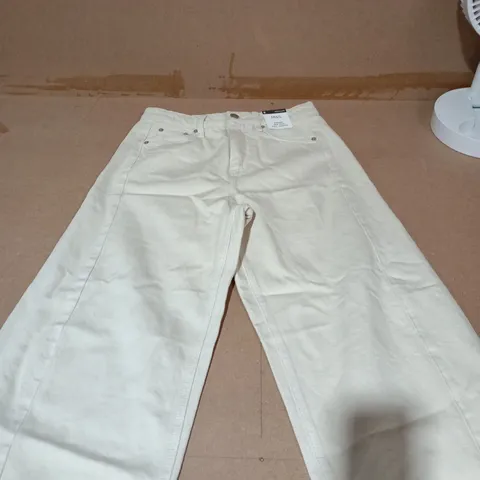 M&S BARREL MID RISE FULL LENGTH TROUSERS – BEIGE – UK 8 REGULAR