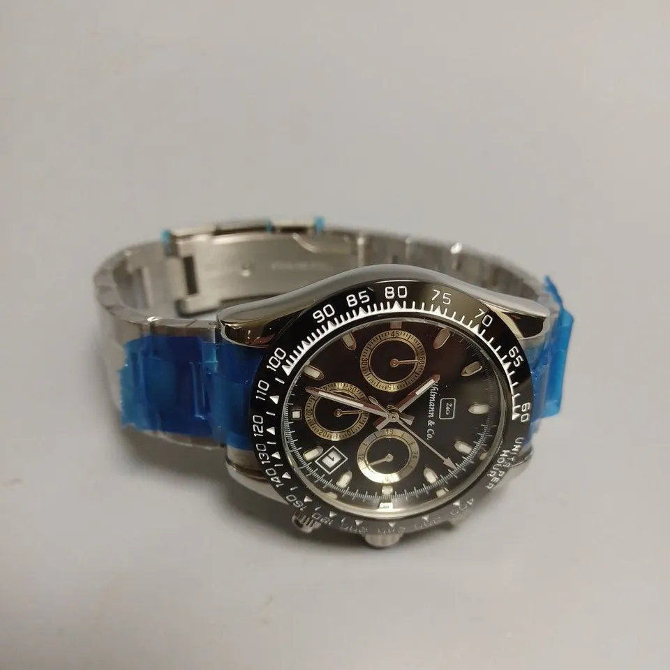 ZIHLMANN & CO Z400 WATCH BLACK DIAL STAINLESS STEEL STRAP