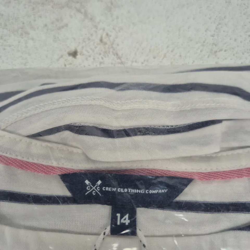 CREW CLOTHING COMPANY STRIPED T-SHIRT – UK SIZE 14