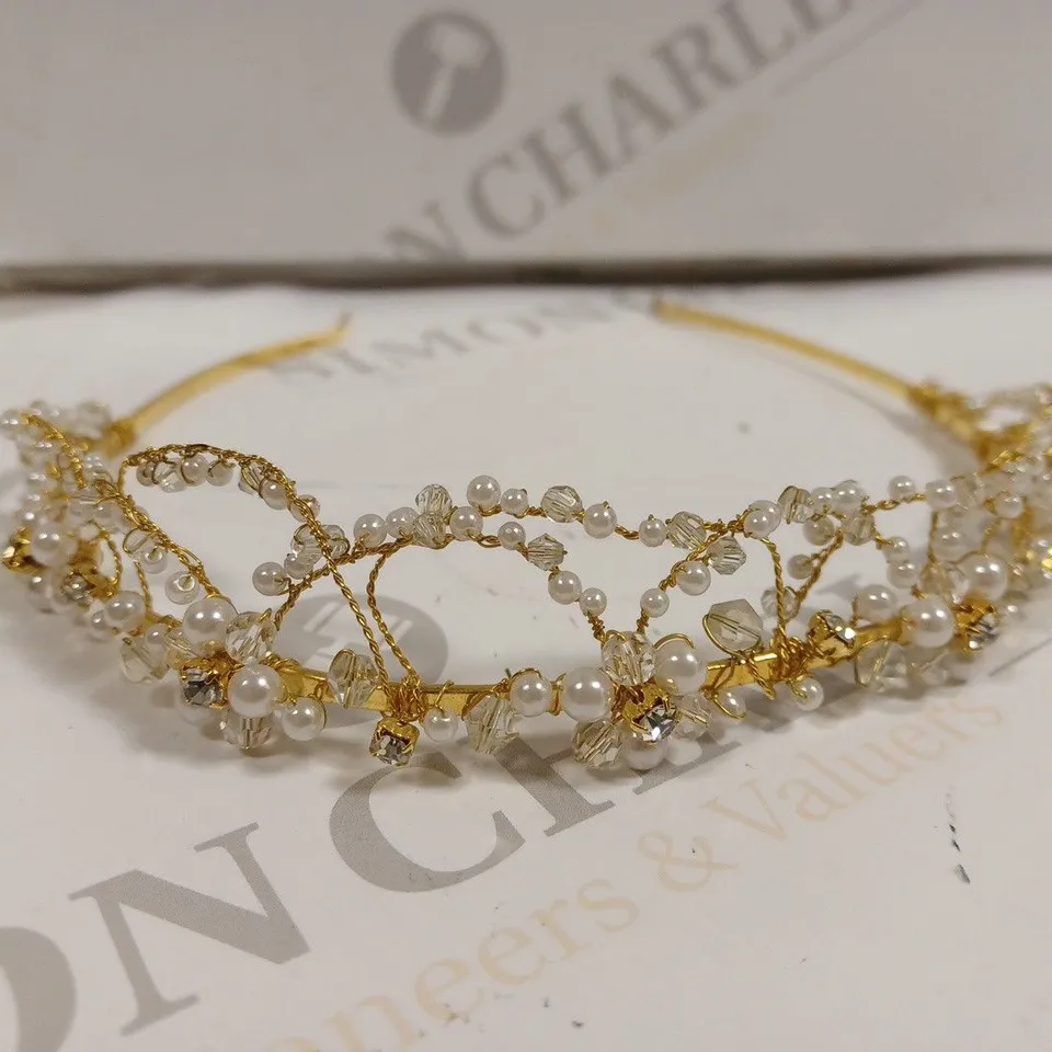 BERKETEX GOLD PEARL TIARA HAIR ACCESSORY 