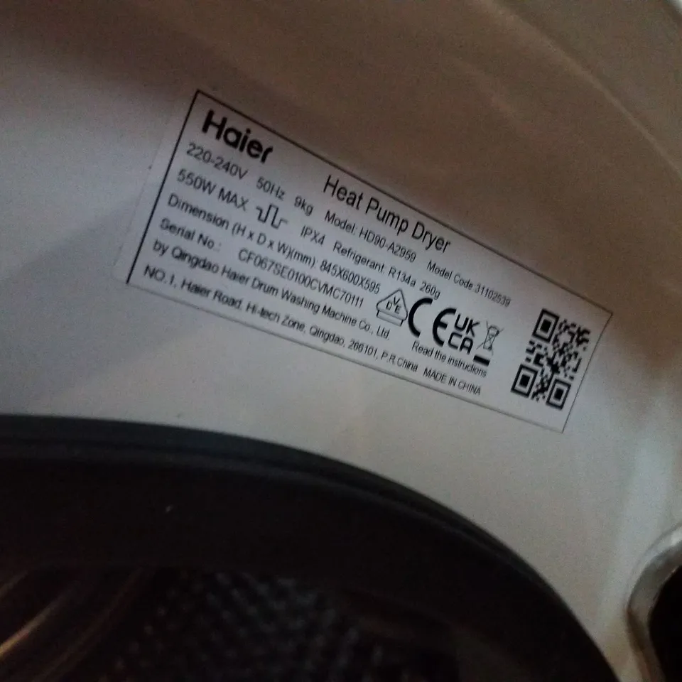 HAIER HD90-A2959 FREESTANDING DRYER WHITE