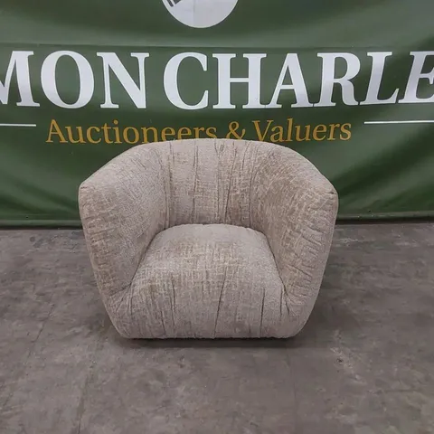 BRAND NEW BOXED ROCHE OBLIA SWIVEL CHAIR IN OMBRA FABRIC - BEIGE 