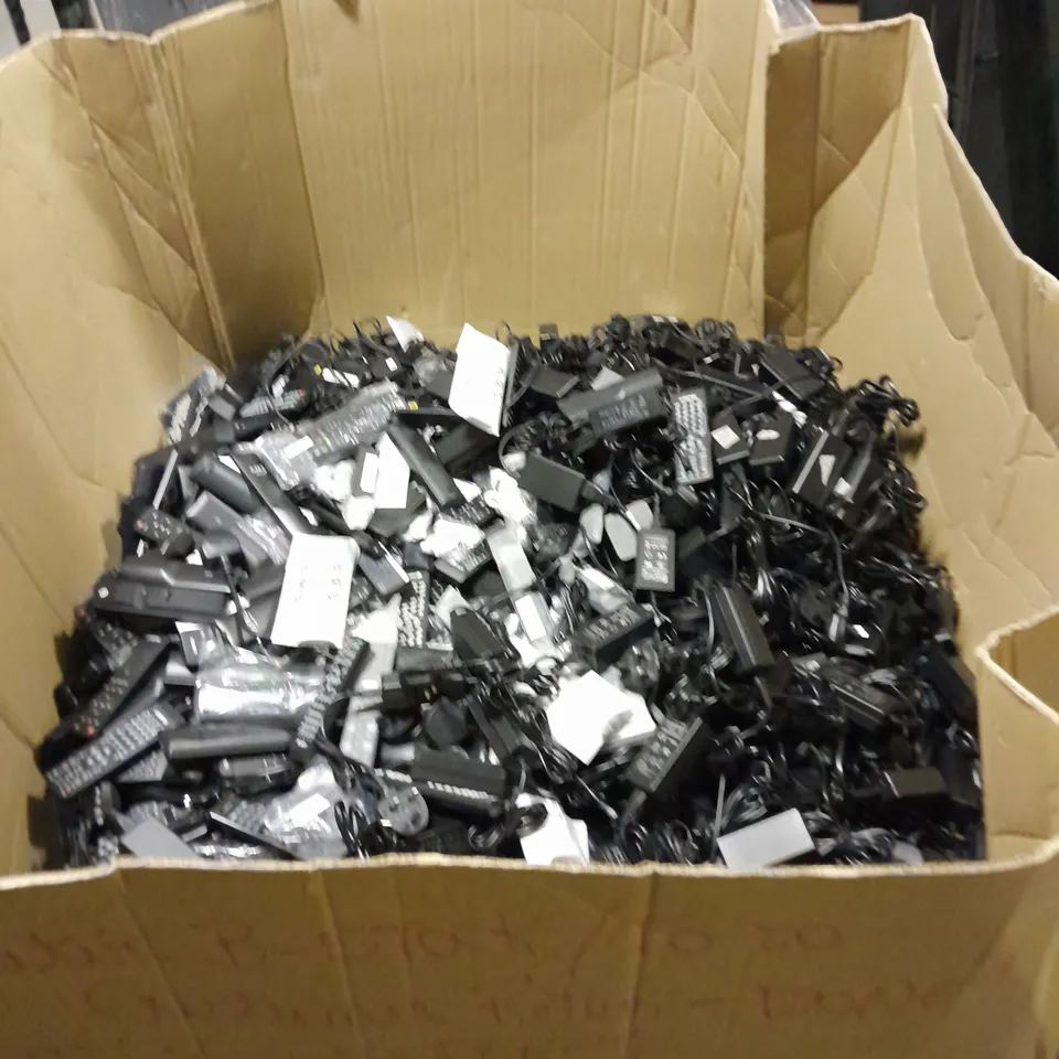 PALLET OF LARGE QUANTITY OF TECH & ELECTRONIC SPARES TO INCLUDE POWER SUPPLIES, REMOTE CONTROLS, EAR PHONES ETC - COLLECTION ONLY 