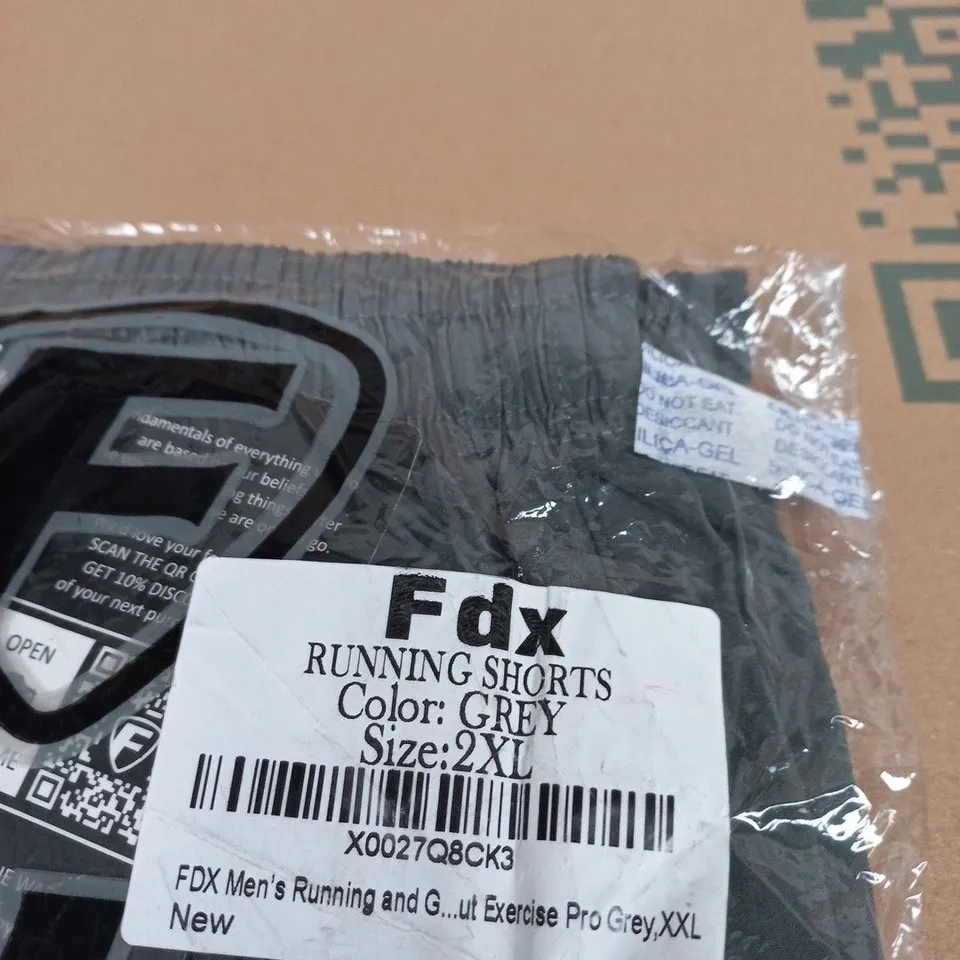 FDX MEN'S RUNNING SHORTS - GREY - UK XXL (2XL)