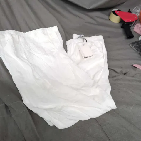 BERSHKA WHITE DRAWSTRING JOGGERS - WOMEN'S, SIZE M