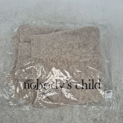 BAGGED NOBODY'S CHILD HENLEY LONG SLEEVE JUMPER IN BEIGE SIZE SMALL