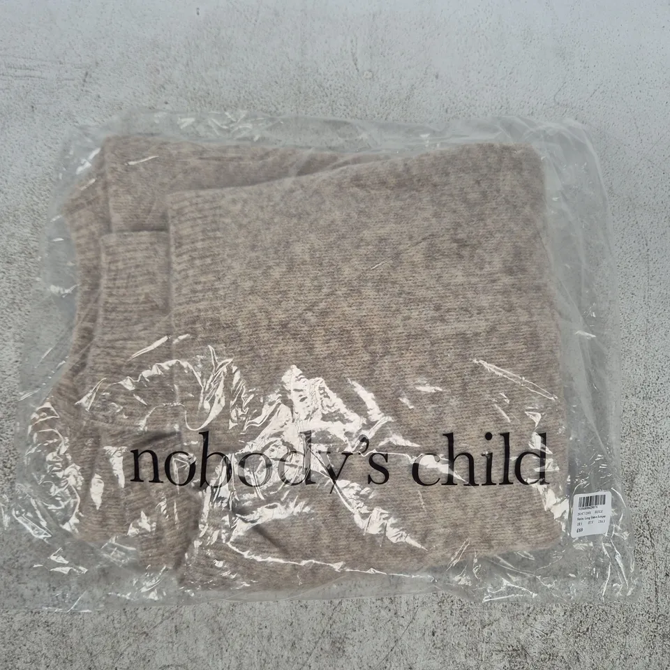 BAGGED NOBODY'S CHILD HENLEY LONG SLEEVE JUMPER IN BEIGE SIZE SMALL