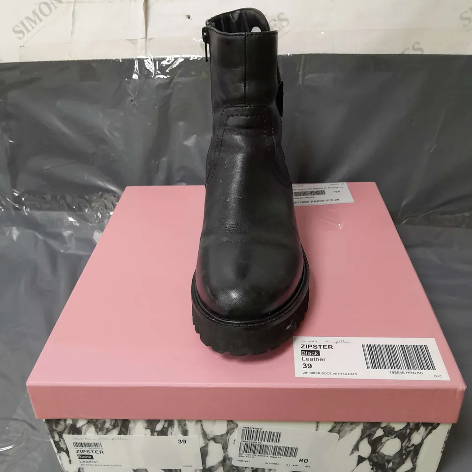 MODA IN PELLE LEATHER BOOTS BLACK SIZE 6