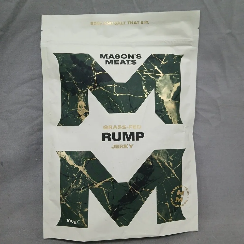 APPROXIMATELY 4 PACKS OF MASON'S MEAT GRASS-FED RUMP JERKY (100G)