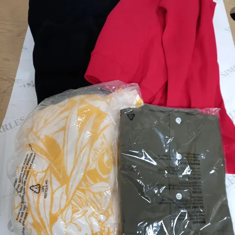 BOX OF APPROX. 50 ASSORTED CLOTHING VARYING IN SIZE/COLOUR/STYLE TO INCLUDE:  TOPS, TROUSERS, JUMPERS