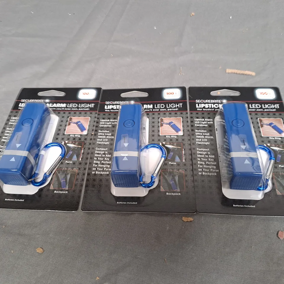 3X SECUREBRITE LIPSTICK ALARM LED LIGHT