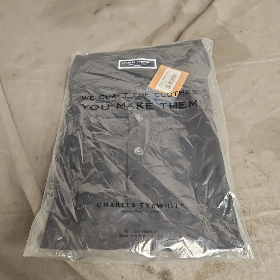 CHARLES TYRWHITT SHORT SLEEVE COTTON PIQUE POLO IN BLACK SIZE XXL