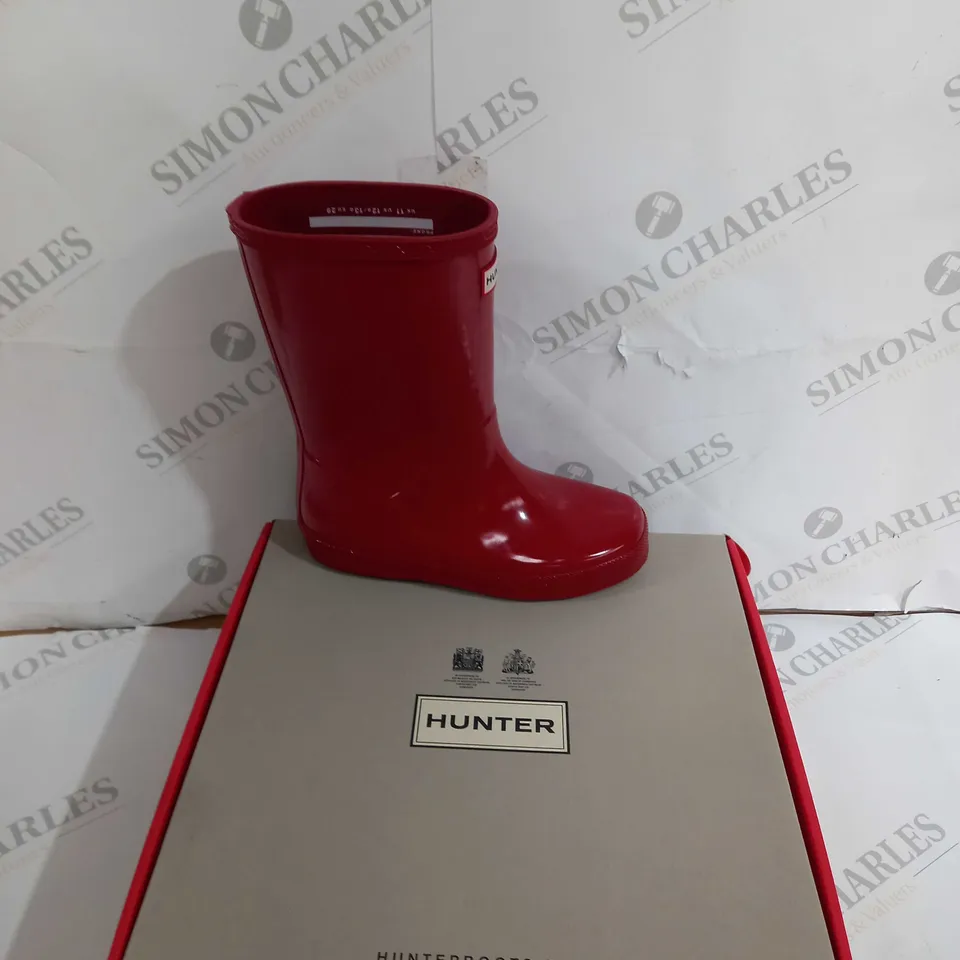 BOXED PAIR OF HUNTER KIDS FIRST CLASSIC GLOSS MILITARY RED UK 11 