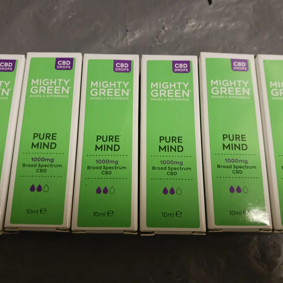 LOT OF 6 MIGHTY GREEN PURE MIND 1000MG 10ML BROAD SPECTRUM CBD