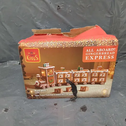 BOXED THREE KINGS GINGERBREAD TRAIN LIGHT UP ADVENT CALENDAR