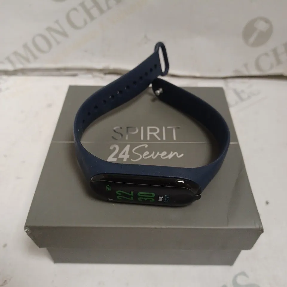 BOXED SPIRIT 24SEVEN WATCH SET - STAINLESS STEEL - BLUE SUNRAY DIAL - SILICONE ACTIVITY TRACKER - TOUCH SCREEN. 