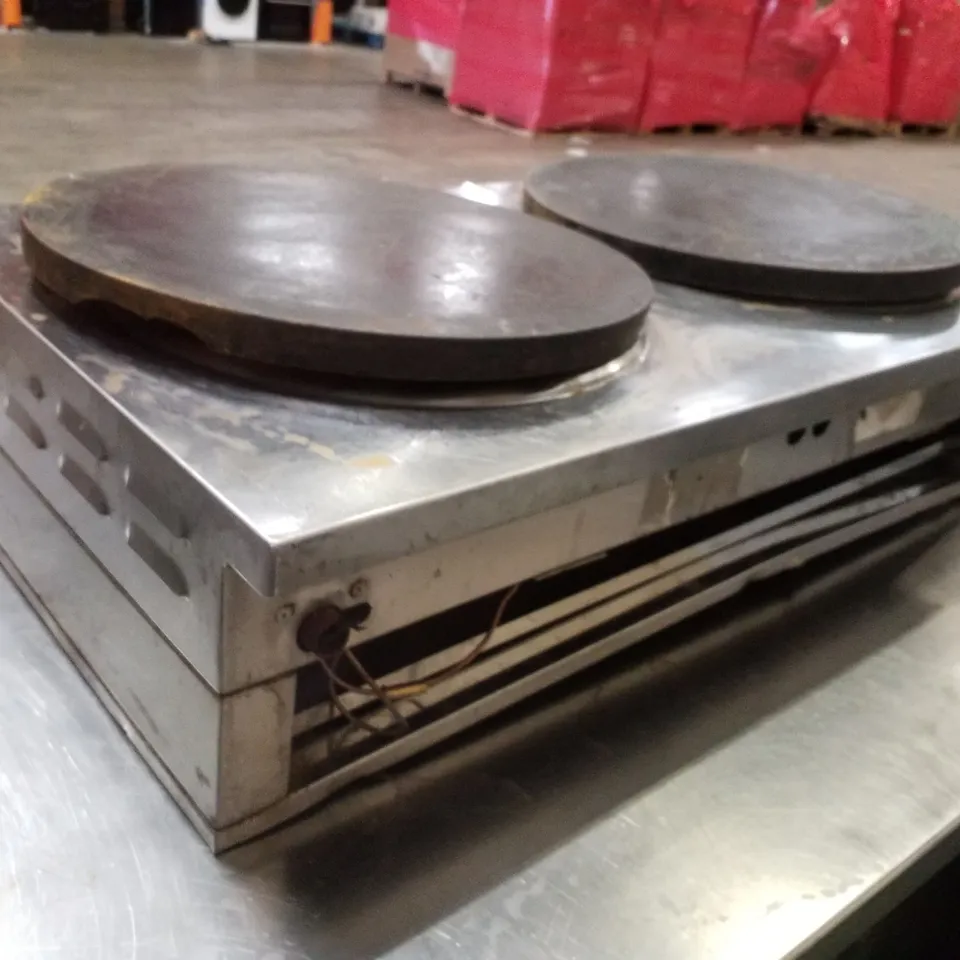 ROLLER GRILL DOUBLE ELECTRIC HOT PLATE WITH TWO ROUND BURNERS