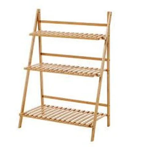 BOXED BOJORQUEZ 3-TIER FOLDABLE WOODEN LADDER SHELF NATURAL (1 BOX)